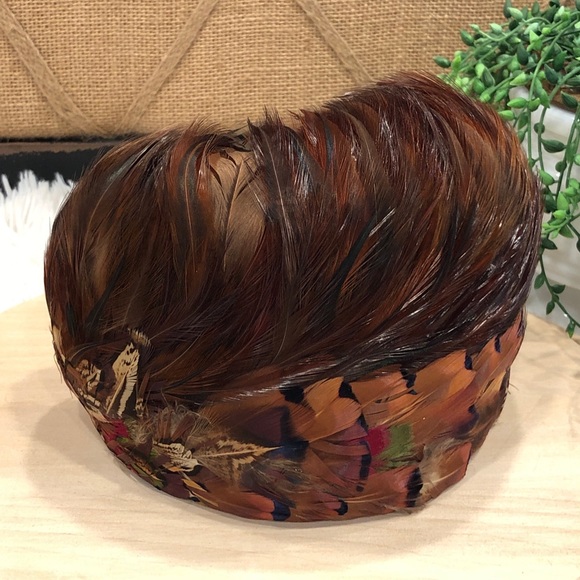 Vintage pheasant feather fascinator hat 1950s - Picture 8 of 10